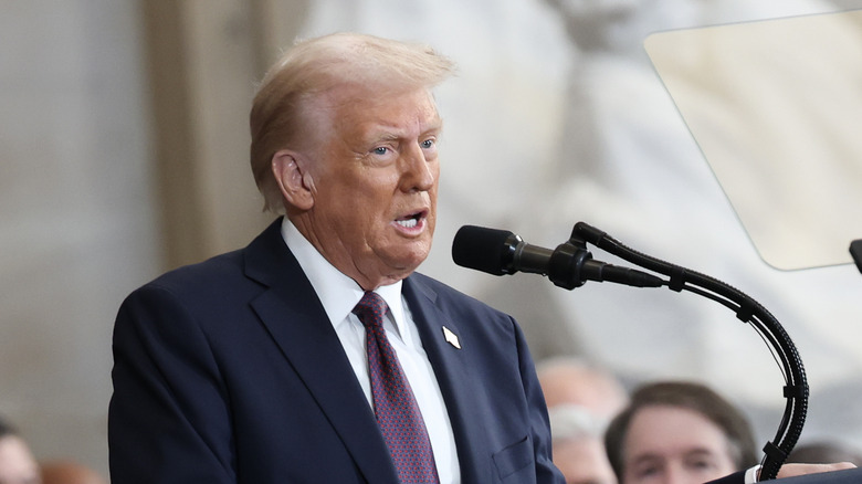 Trump giving inauguration speech at the Capitol Rotunda