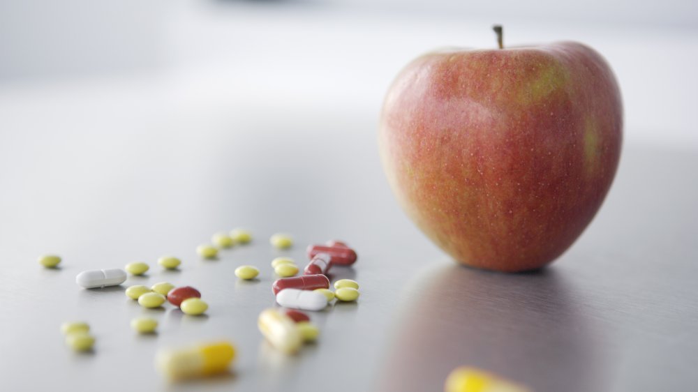 medications and an apple