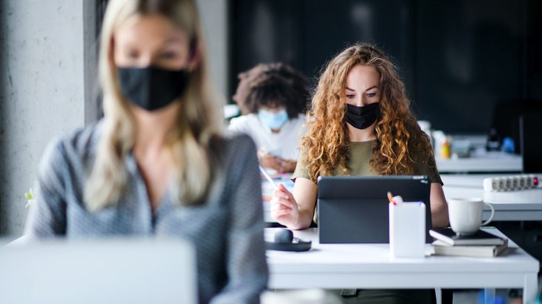 women wearing a face mask