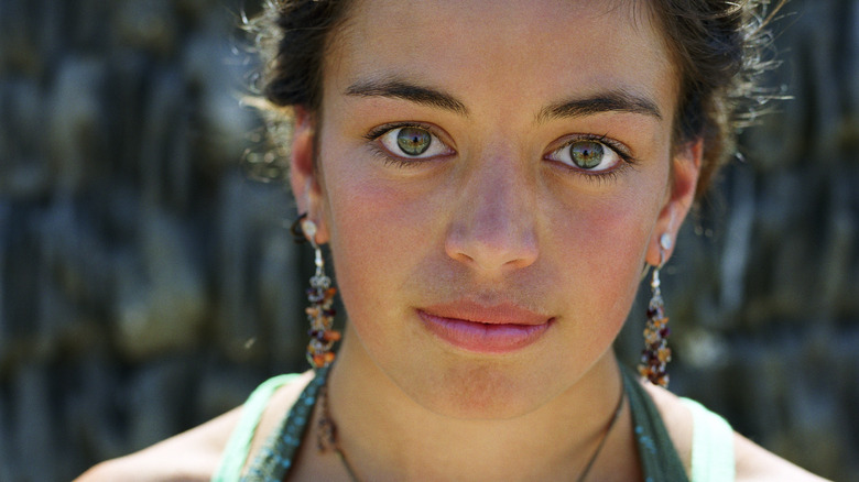 young woman with green eyes