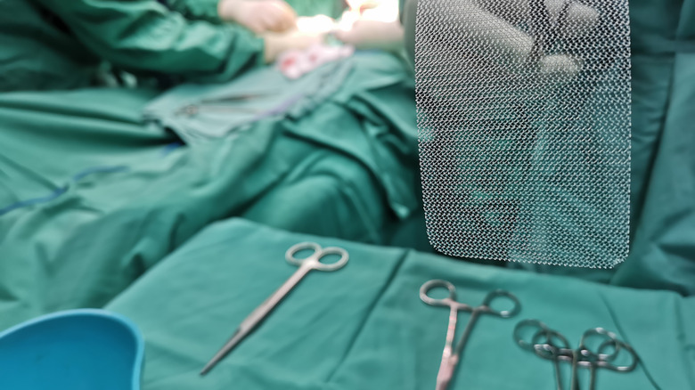 Surgical tools used in hernia repair