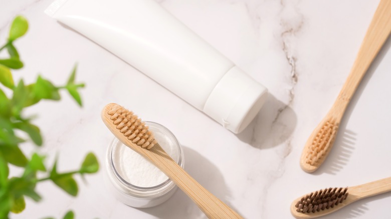 Bamboo toothbrushes with natural toothpaste