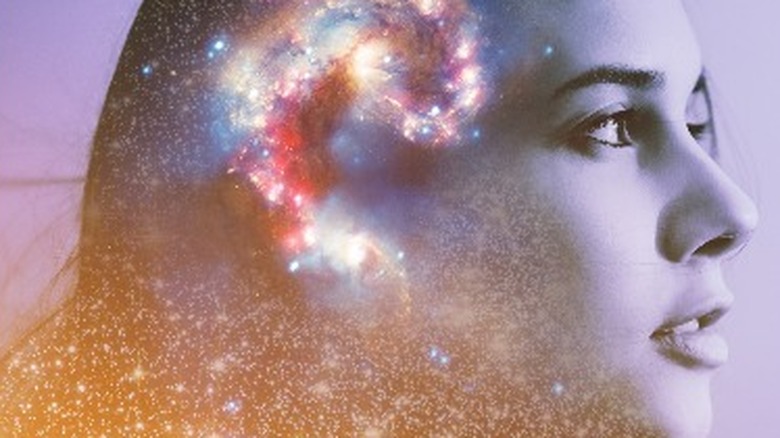 Universe inside woman's head