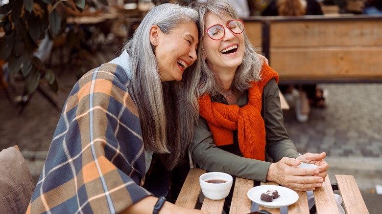 Two women with gray hair