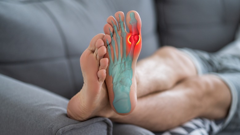 man with feet joints highlighted