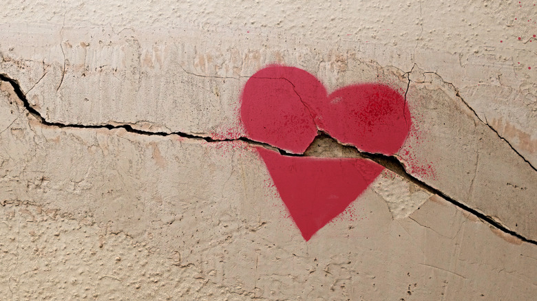 heart on cracked wall