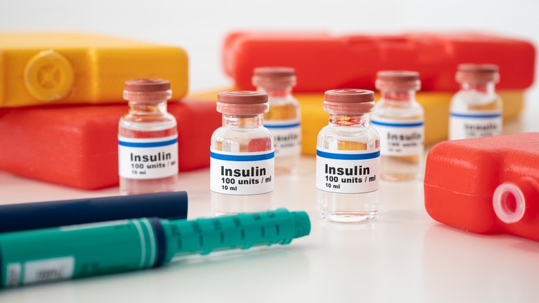 insulin bottles on table