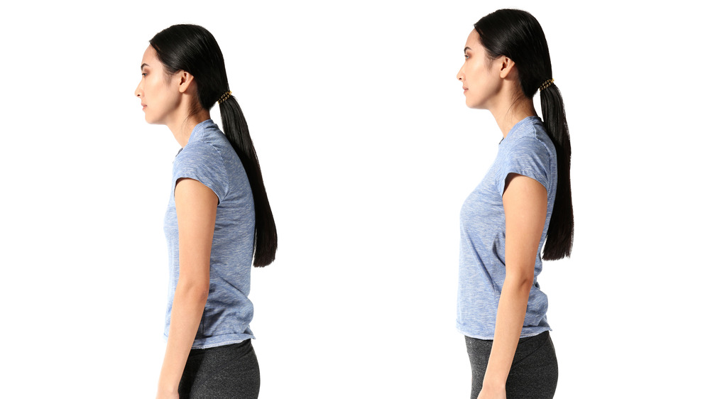 woman with good and bad posture