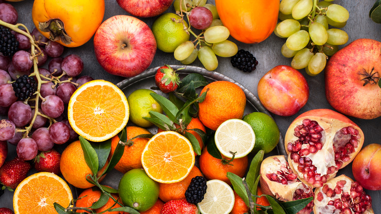 A large assortment of fruits on a table