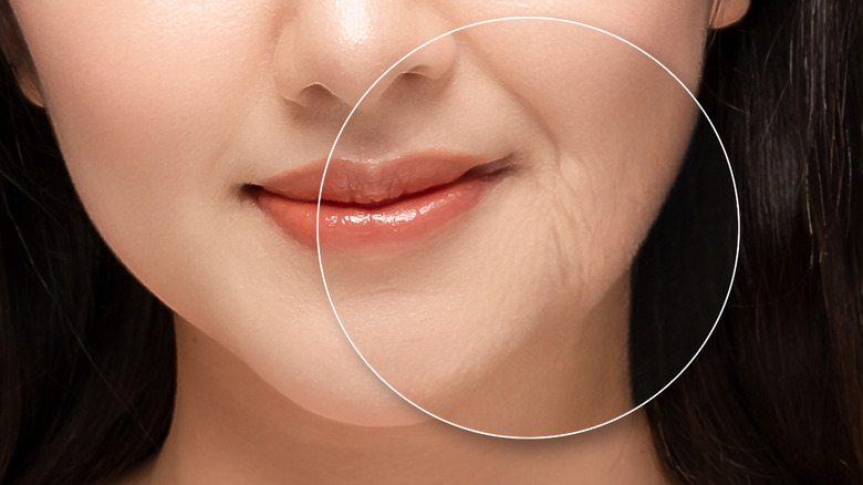 close-up on aging skin