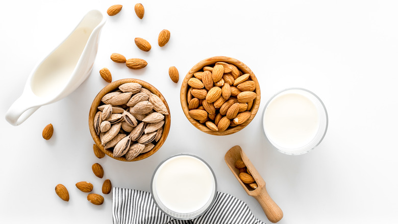 almonds and almond milk