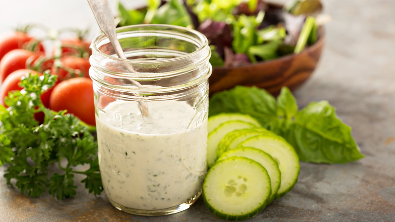 A jar of homemade ranch dressing