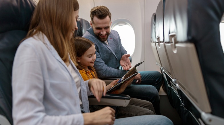 Family on airplane