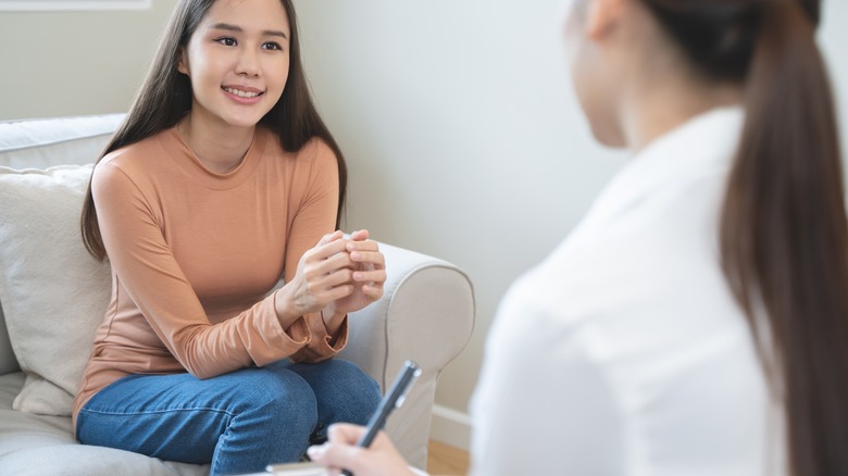 woman in therapist's office