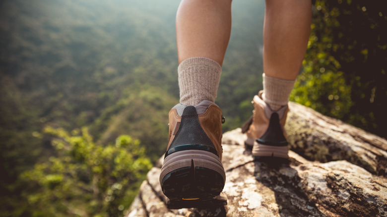 Close up of hiking boots