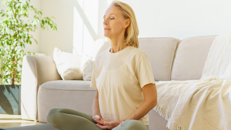 woman breathing technique