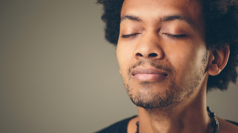 man breathing technique