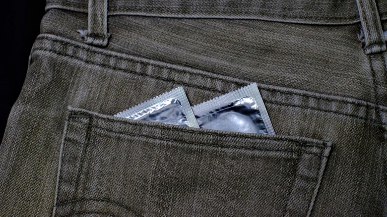 condoms in back pocket of jeans