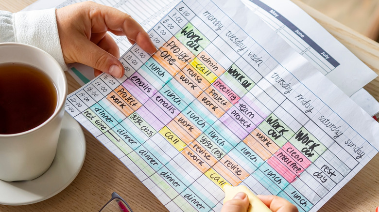 productive looking calendar on paper