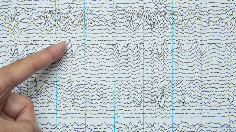 finger pointing at eeg reading