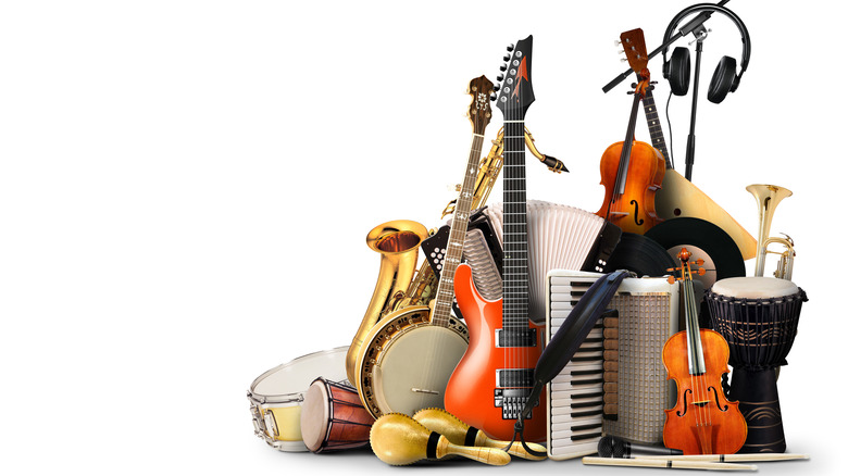 A collection of various musical instruments 