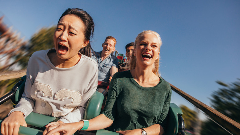 Friends on a roller coaster