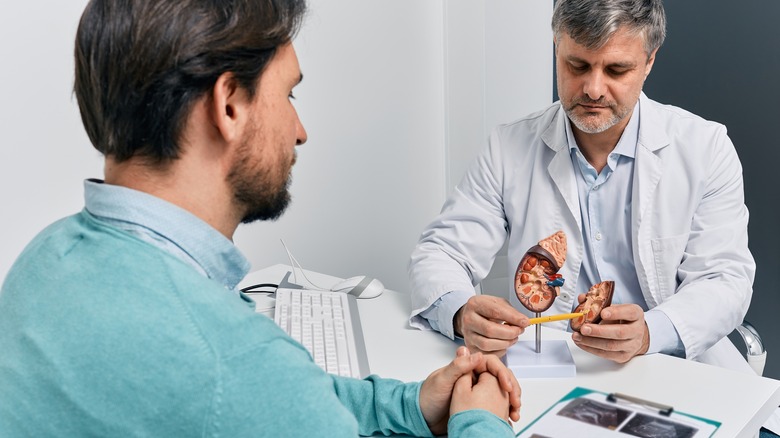 male patient getting kidney information from doctor