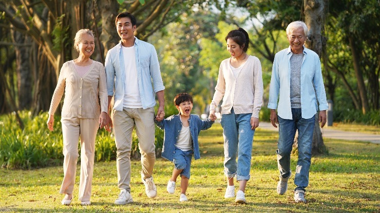 family walking