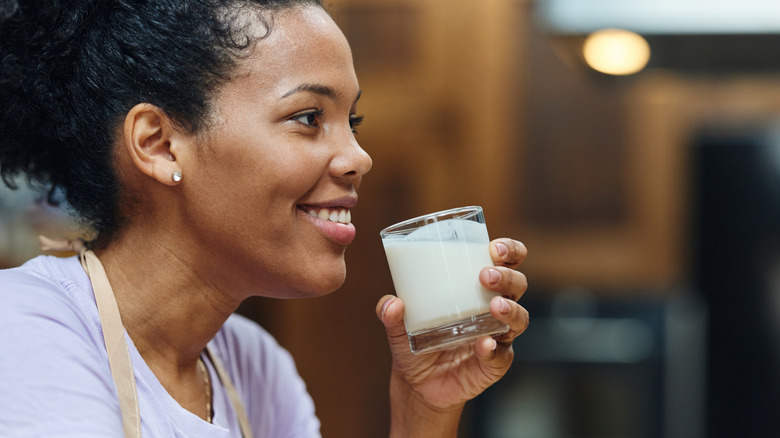 Woman drinking milk