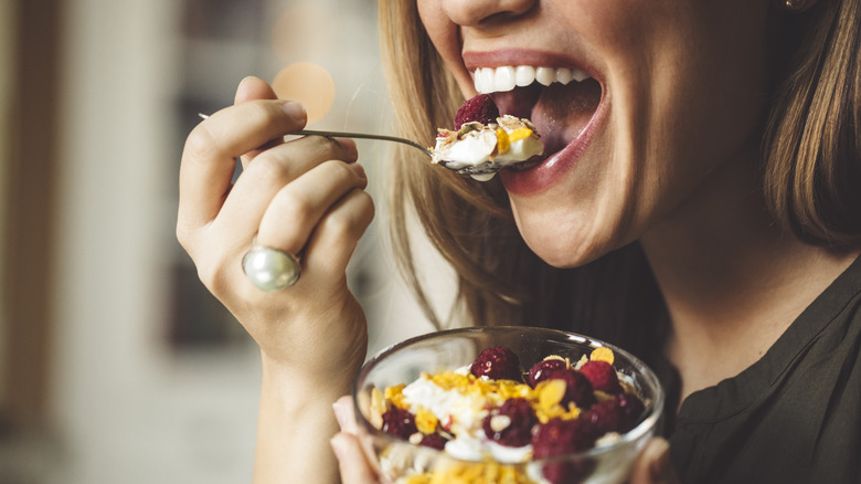 Woman eating food