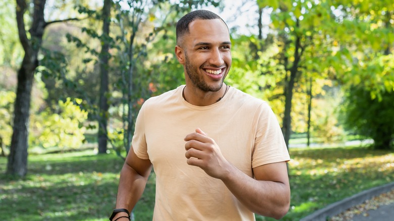 healthy man running in the park