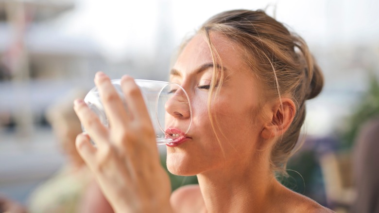 Woman drinking water