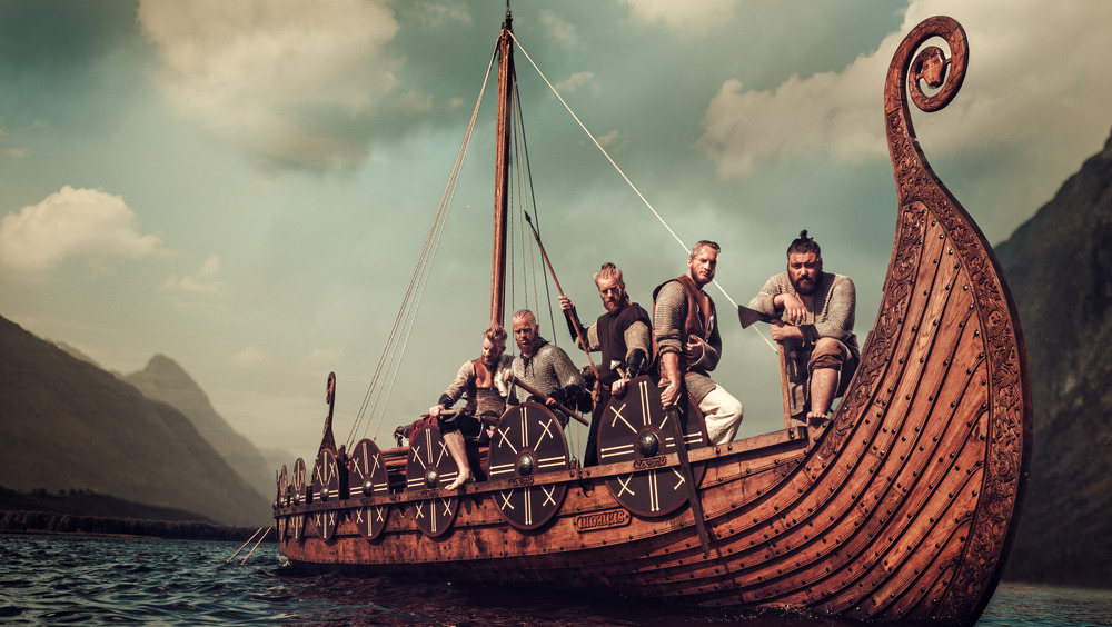 group of vikings on ship