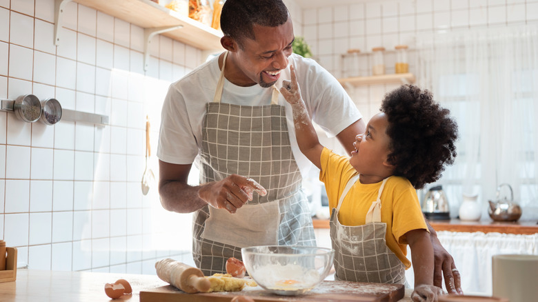 dad and daughter baking