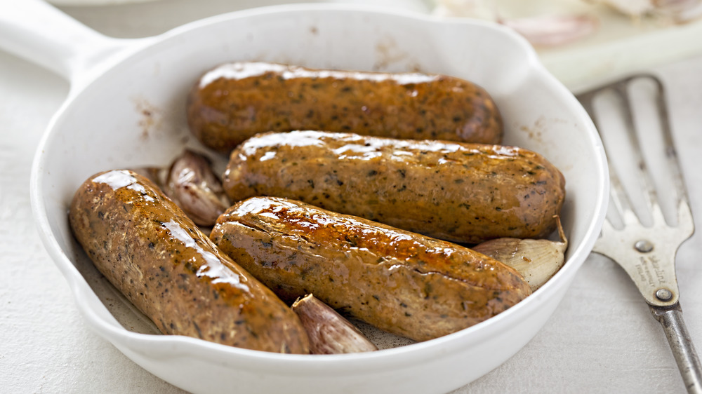 Mycoprotein sausages in a bowl