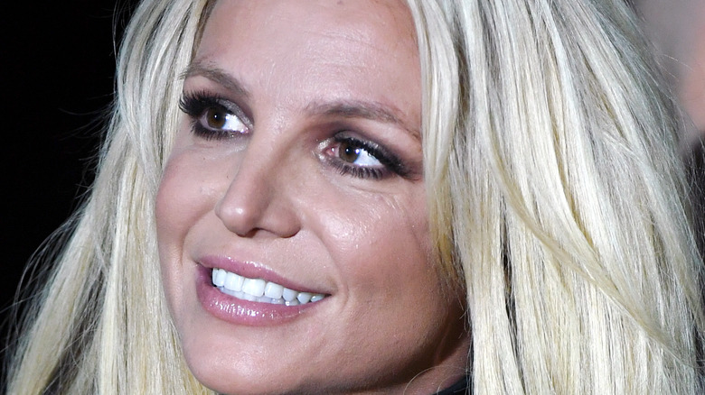 Close up on Britney Spears smiling face