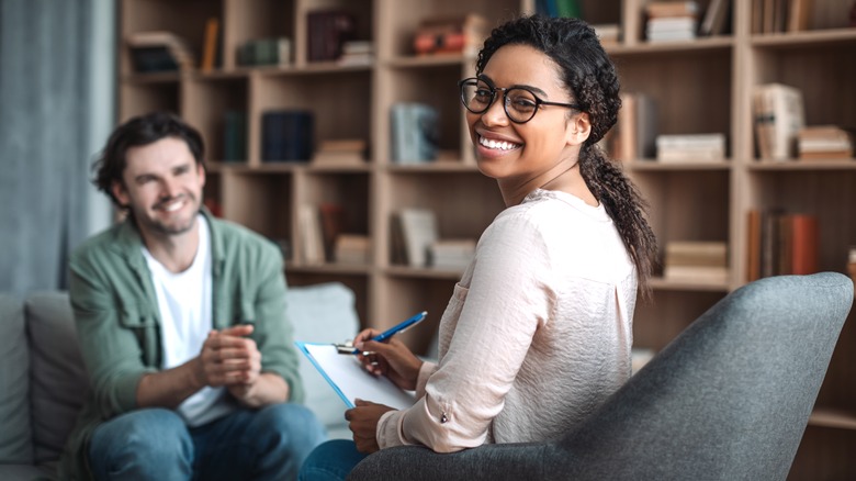 psychologist talking with a patient