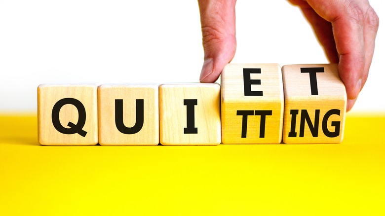 Blocks spelling out quiet quitting