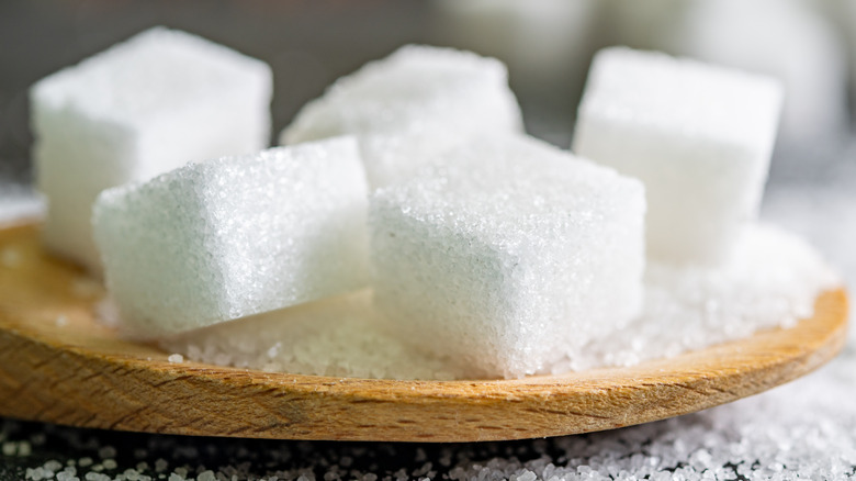 Plate of sugar cubes