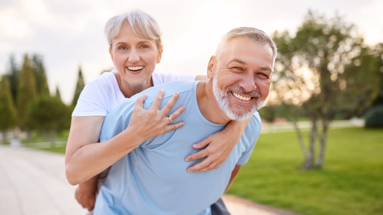 Happy older couple living youthful mindset