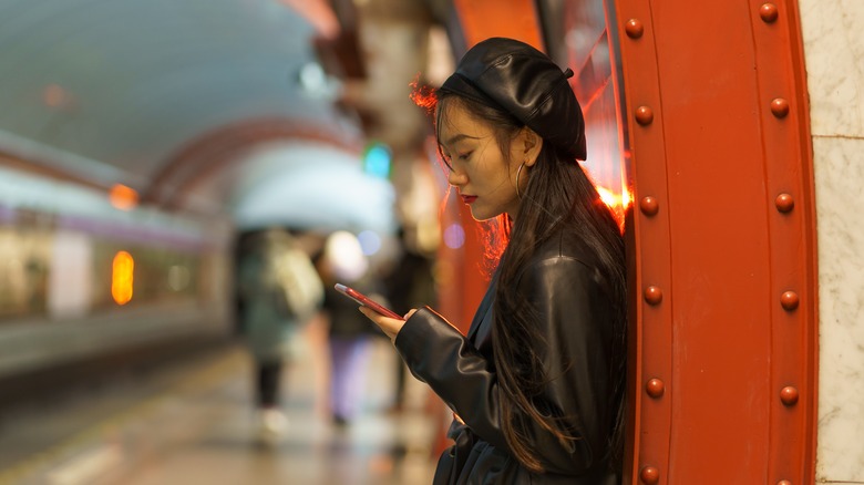 Asian woman on cell phone