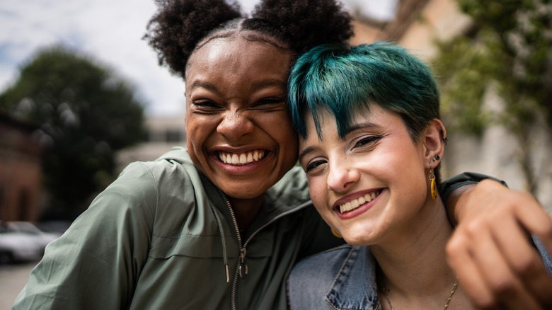 Teen girls smiling 