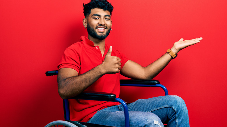 a bearded man in wheelchair