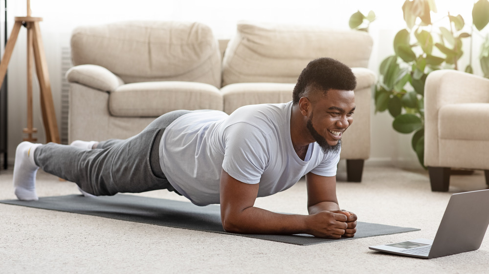 man doing plank