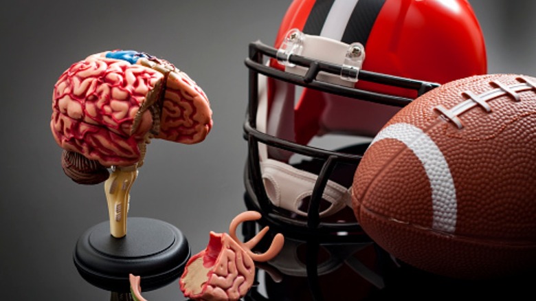 Football gear and brain model