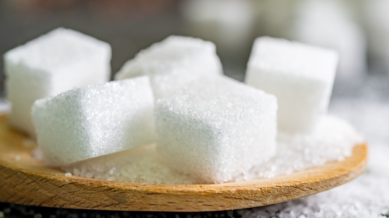 sugar cubes on plate