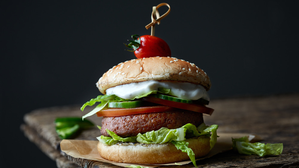 meat-free burger on bun