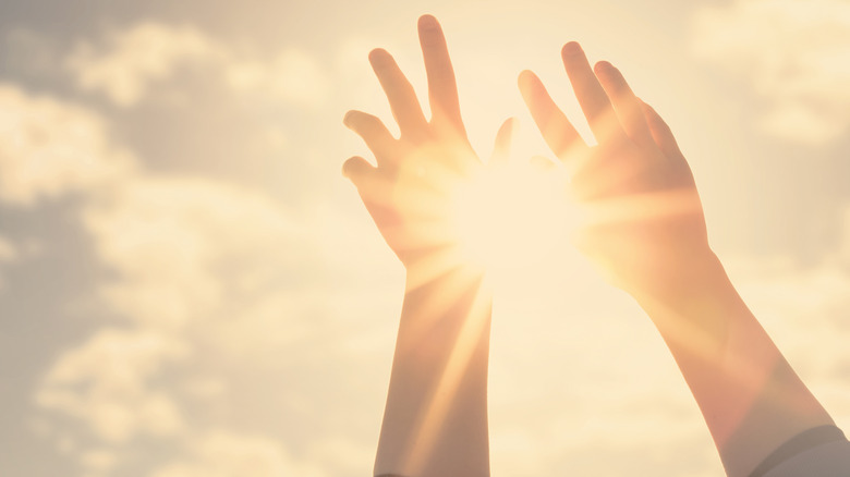 sun shining through hands