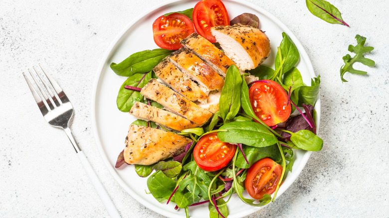 grilled chicken and salad