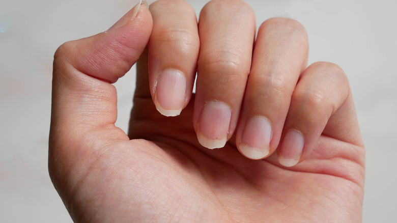 Fingernails and hand up close